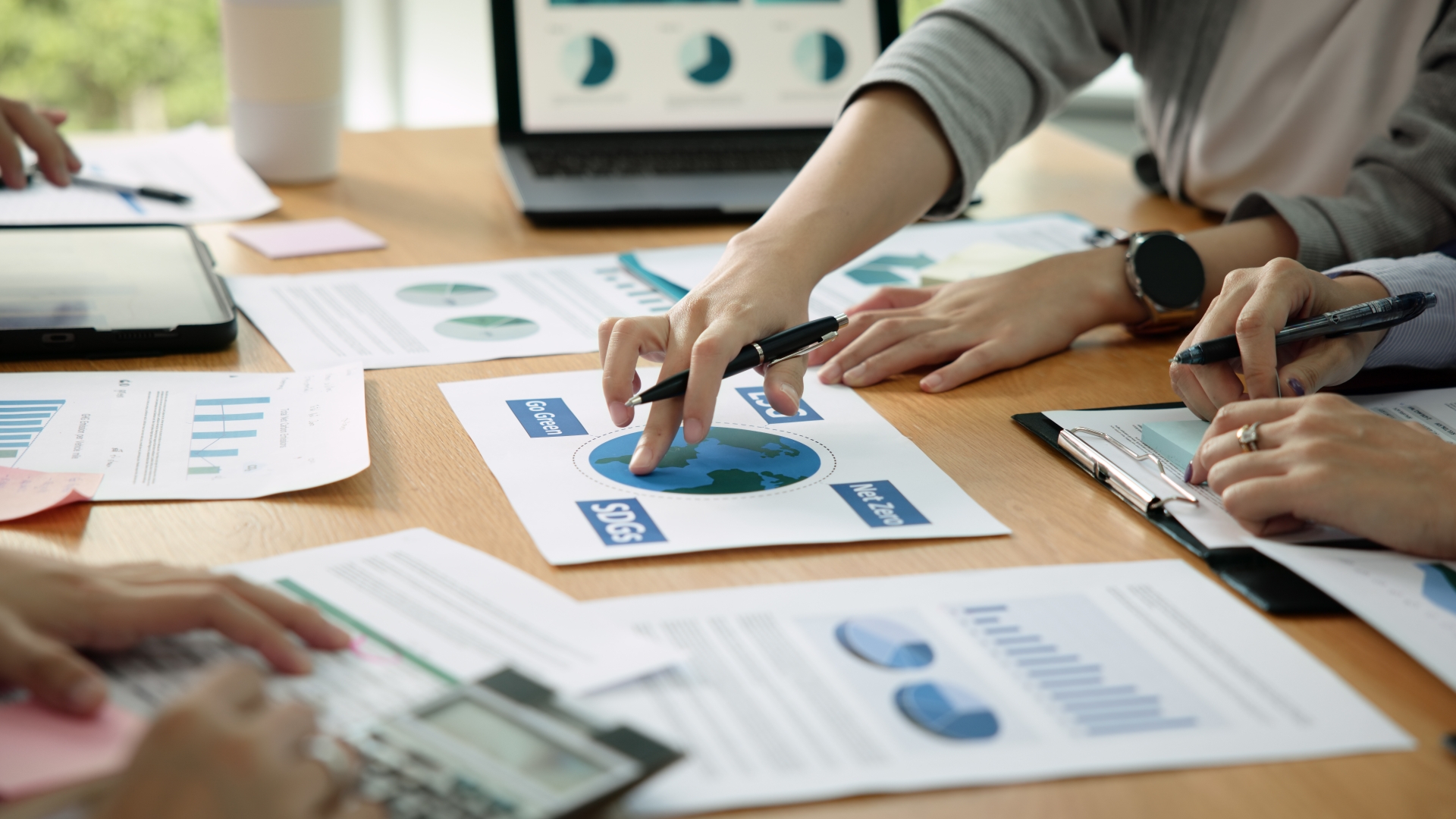 Sustainability consultant analyzing building performance
